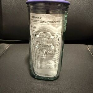 Starbucks Purple and Clear Glass Vase